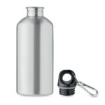 Trinkflasche recycelter 500ml Silber, geöffnet dargestellt
