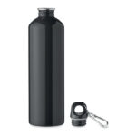 Trinkflasche recycelter 750 ml Schwarz, geöffnet dargestellt