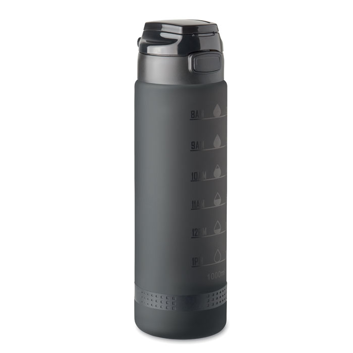 Sport-Trinkflasche RPET 1L Schwarz als Werbeartikel mit Logodruck