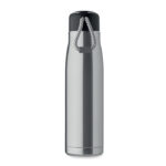 Doppelwandige Flasche 500 ml Silber, geöffnet dargestellt