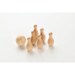 Mini-Bowling-Set Kiefernholz, Detailaufnahme des Materials