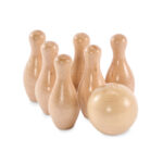 Mini-Bowling-Set Kiefernholz – Vorderansicht