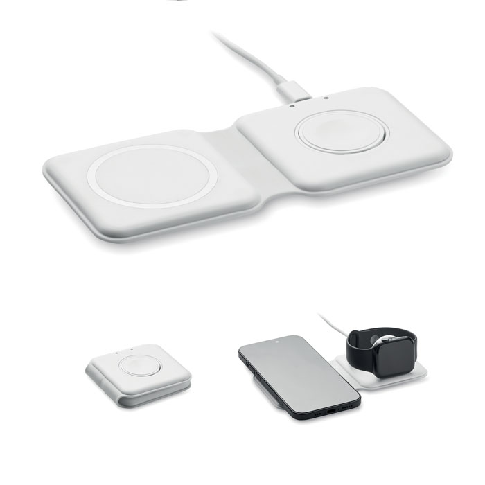 2in1 faltbare Ladestation 15W 2in1 faltbare Ladestation 15W als Werbeartikel mit Logodruck