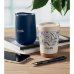 Doppelwandiger Becher 300 ml Braun mit markiertem Druckbereich für Ihr Logo