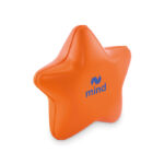 Anti-Stress-Stern Orange mit markiertem Druckbereich für Ihr Logo