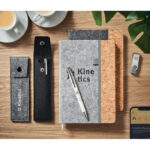 Stifte-Etui RPET-Filz Grau mit markiertem Druckbereich für Ihr Logo
