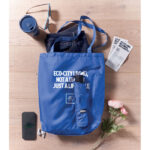 21" Regenschirm mit Tasche Blau mit markiertem Druckbereich für Ihr Logo