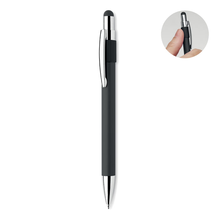 Druckkugelschreiber mit Stylus Schwarz als Werbeartikel mit Logodruck