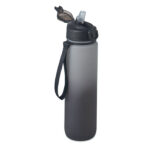 Sport-Trinkflasche RPET 1L Schwarz, Seitenansicht