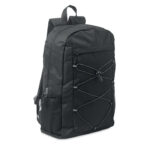 Rucksack 600D RPET Polyester Schwarz als Werbeartikel mit Logodruck