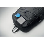 Rucksack 600D RPET Polyester Schwarz, Detailaufnahme des Materials