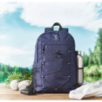 Rucksack 600D RPET Polyester Blau mit markiertem Druckbereich für Ihr Logo