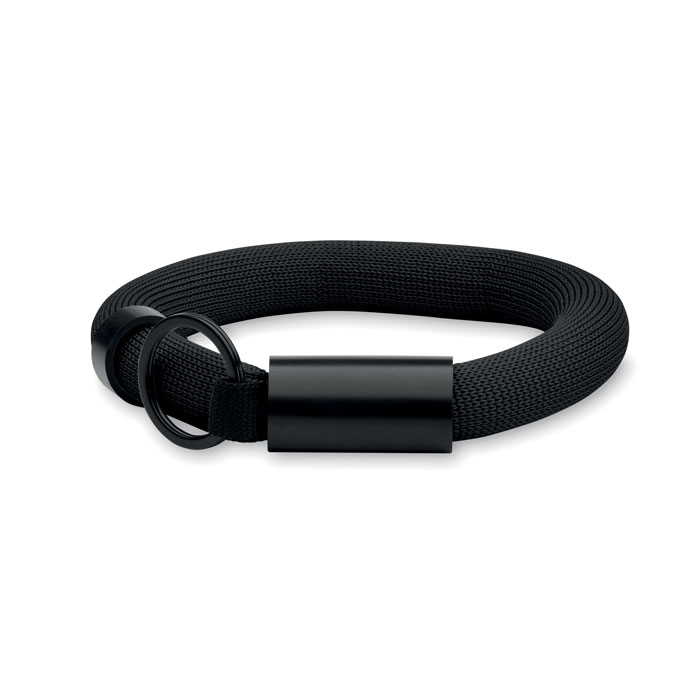 Schlüsselring mit Armband Schwarz Schlüsselring mit Armband Schwarz als Werbeartikel mit Logodruck