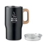 Doppelwandiger Becher 350ml Schwarz mit markiertem Druckbereich für Ihr Logo