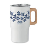 Doppelwandiger Becher 350ml Weiß mit markiertem Druckbereich für Ihr Logo