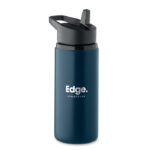 Einwandige Flasche 500 ml Blau mit markiertem Druckbereich für Ihr Logo