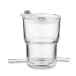 Glasbecher mit Trinkhalm 400ml, Rückansicht