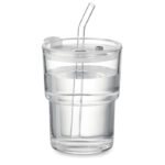 Glasbecher mit Trinkhalm 400ml, Seitenansicht