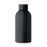 Einwandige Trinkflasche 500 ml Schwarz, geöffnet dargestellt