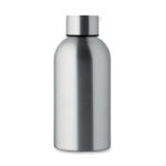 Einwandige Trinkflasche 500 ml Silber, geöffnet dargestellt