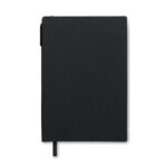 DIN A5 PU Notizbuch mit Stift Schwarz, Seitenansicht