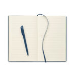 DIN A5 PU Notizbuch mit Stift Blau, geöffnet dargestellt