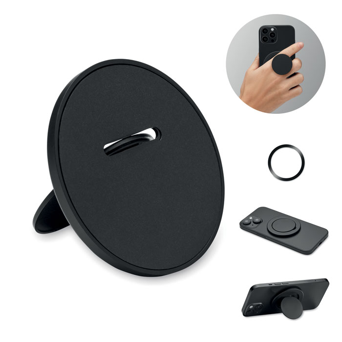 Magnetischer Smartphone-Halter Schwarz Magnetischer Smartphone-Halter Schwarz als Werbeartikel mit Logodruck