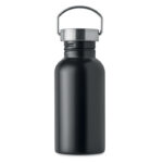 Einwandige Trinkflasche 500 ml Schwarz, Rückansicht