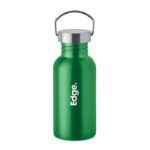 Einwandige Trinkflasche 500 ml Gruen mit markiertem Druckbereich für Ihr Logo