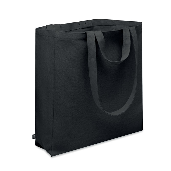 Einkaufstasche Polycotton Schwarz als Werbeartikel mit Logodruck