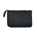 Reisedecke Flanell 220g/m² Schwarz, geöffnet dargestellt