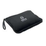 Reisedecke Flanell 220g/m² Schwarz mit markiertem Druckbereich für Ihr Logo