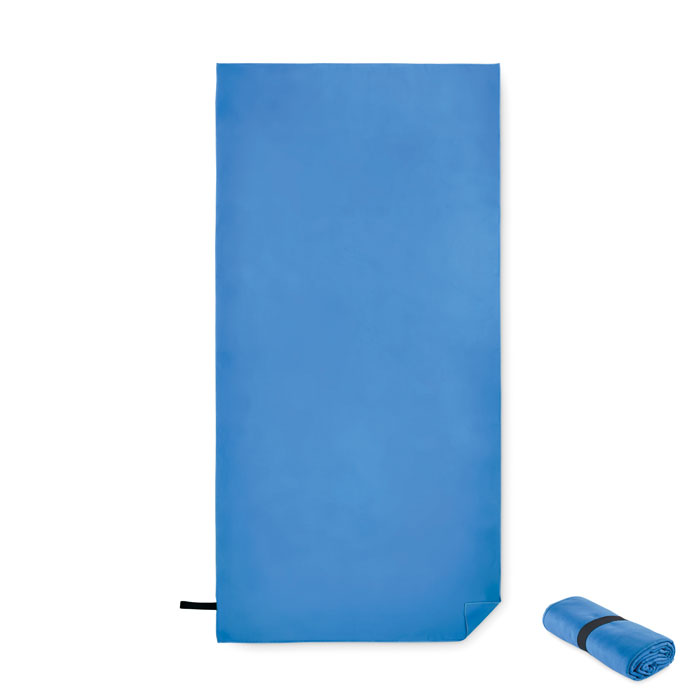Sport-/Strandtuch Mikrofaser Blau als Werbeartikel mit Logodruck