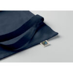Einkaufstasche Fairtrade 180g Blau, geöffnet dargestellt