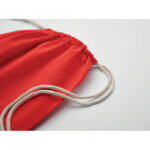 Kordelzugbeutel Fairtrade 180g Rot, Detailaufnahme des Materials