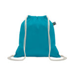 Kordelzugbeutel Fairtrade 180g Blau als Werbeartikel mit Logodruck