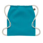 Kordelzugbeutel Fairtrade 180g Blau, Rückansicht