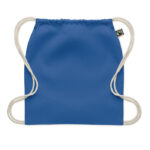 Kordelzugbeutel Fairtrade 180g Blau, Rückansicht