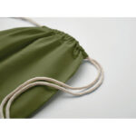 Kordelzugbeutel Fairtrade 180g Gruen, Detailaufnahme des Materials