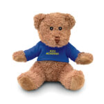 Teddybär mit T-Shirt Blau mit markiertem Druckbereich für Ihr Logo