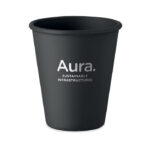 Wiederverwendbarer Becher PLA Schwarz mit markiertem Druckbereich für Ihr Logo