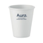Wiederverwendbarer Becher PLA Weiß mit markiertem Druckbereich für Ihr Logo