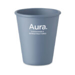 Wiederverwendbarer Becher PLA Blau mit markiertem Druckbereich für Ihr Logo