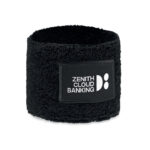 Schweißarmband Polycotton Schwarz mit markiertem Druckbereich für Ihr Logo