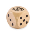 Spielwürfel Schima-Holz Ø 5cm mit markiertem Druckbereich für Ihr Logo
