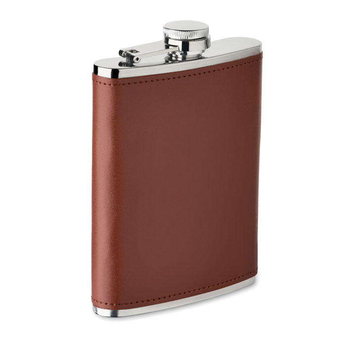 Flachmann 200 ml Braun als Werbeartikel mit Logodruck