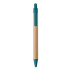 Druckkugelschreiber mit Bambus Blau von oben