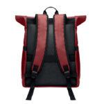 Rolltop-Rucksack 600D RPET Rot, geöffnet dargestellt