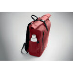 Rolltop-Rucksack 600D RPET Rot, Seitenansicht