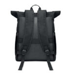 Rolltop-Rucksack 600D RPET Schwarz, Rückansicht